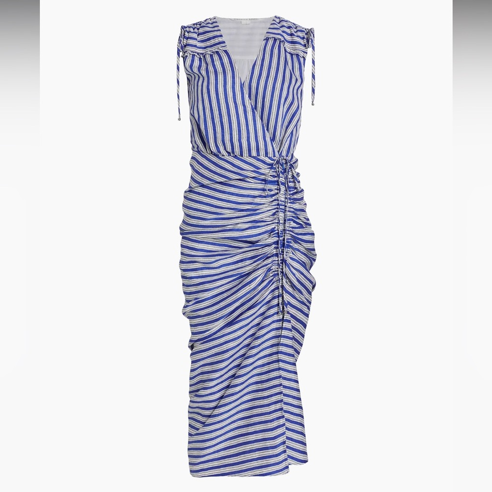 Veronica Beard Teagan Striped Wrap Midi-Dress
